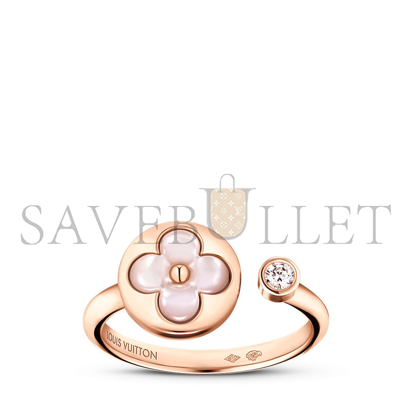 l0vis vvtt0n color blossom mini sun ring, pink gold, pink mother-of-pearl and D1am0nd q0s21e